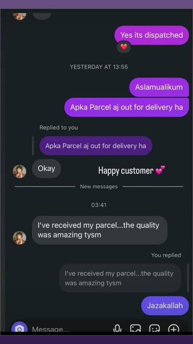 Customer says their parcel arrived and the quality was amazing.
