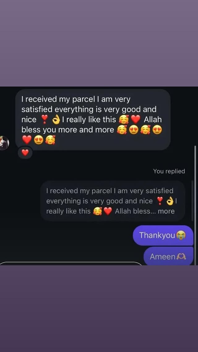 Customer says they received their parcel and are very satisfied with everything.